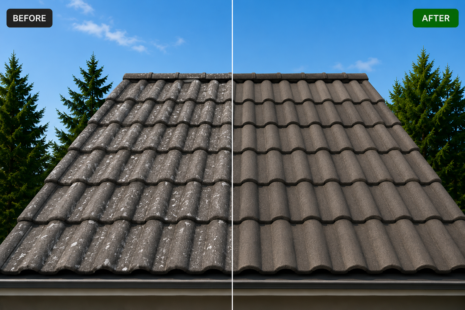 Tile roof before and after Roof ReLife