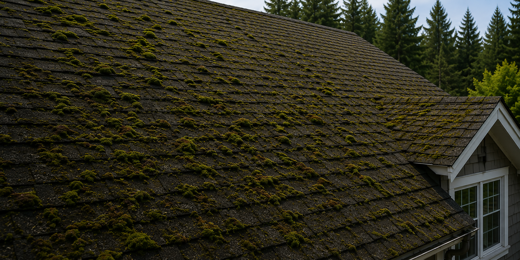 Clean asphalt shingle roof after PandaCare roof cleaning