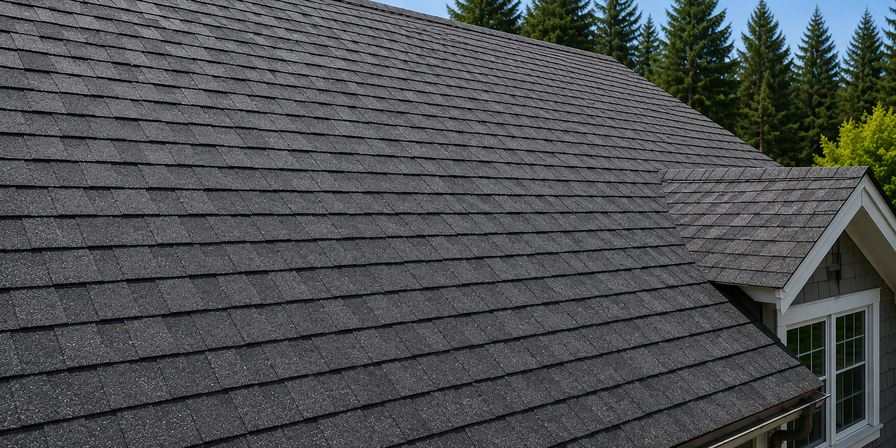Moss-covered asphalt shingle roof before PandaCare roof cleaning